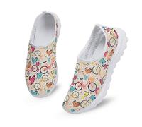 Kuiaobaty Scarpe da corsa da donna, con animali, teschi, farfalle, comode, da infermiera, per lavoro di lunga durata, Love Bike, 36.5 EU