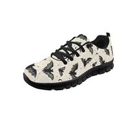 Kuiaobaty Scarpe da corsa da donna da uomo, casual, texture animalier, stampa funghi, in rete traspirante, scarpe da ginnastica antiscivolo, Luna crescente dei pipistrelli, 37 EU