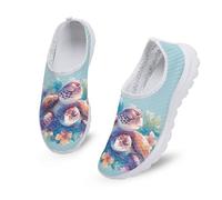 Kuiaobaty Scarpe da corsa da donna, traspiranti, leggere, senza lacci, vestibilità larga, scarpe da ginnastica alla moda, Tartarughe marine, 42.5 EU