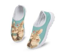 Kuiaobaty Scarpe da corsa da donna, traspiranti, leggere, senza lacci, vestibilità larga, scarpe da ginnastica alla moda, Coppia di Coniglio, 40.5 EU