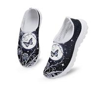 Kuiaobaty Scarpe da ginnastica alla moda da donna, in stile gotico, senza lacci, vestibilità larga, leggere, Farfalla Notte, 39.5 EU