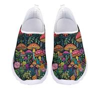 Kuiaobaty Scarpe da ginnastica da corsa da donna, mocassini piatti, con stampa di cani, comode, da lavoro, casual, comode, Foresta di funghi magici, 42 EU