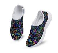 Kuiaobaty Scarpe da ginnastica da corsa leggere da donna, con motivo alla moda, con gufi, comode scarpe da lavoro traspiranti, Funghi Neon Color, 43.5 EU