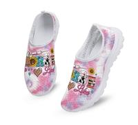 Kuiaobaty Scarpe da ginnastica da donna, alla moda, casual, in rete, traspiranti, comode, da camminata, antiscivolo, Infermiera Parola Tie Dye, 41.5 EU