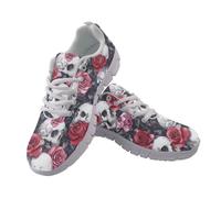 Kuiaobaty Scarpe da ginnastica da donna, alla moda, da corsa, con bandiera del Regno Unito, traspiranti, per tennis e camminata, Rose Teschio, 39.5 EU