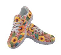 Kuiaobaty Scarpe da ginnastica da donna, alla moda, da corsa, con bandiera del Regno Unito, traspiranti, per tennis e camminata, Arancione Fluido Girasole, 38 EU