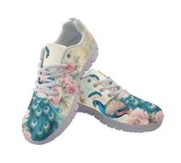 Kuiaobaty Scarpe da ginnastica da donna, alla moda, da corsa, con bandiera del Regno Unito, traspiranti, per tennis e camminata, Peonia Rosa Pavone, 43.5 EU
