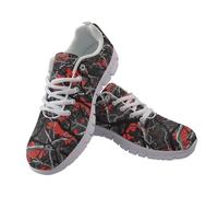 Kuiaobaty Scarpe da ginnastica da donna, alla moda, da corsa, con bandiera del Regno Unito, traspiranti, per tennis e camminata, Rosso mimetico bosco, 37 EU