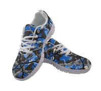 Kuiaobaty Scarpe da ginnastica da donna, alla moda, da corsa, con bandiera del Regno Unito, traspiranti, per tennis e camminata, Blu mimetico Foresta, 40.5 EU