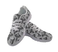 Kuiaobaty Scarpe da ginnastica da donna, alla moda, da corsa, con bandiera del Regno Unito, traspiranti, per tennis e camminata, Cranio Damascato Pipistrello Grigio, 41.5 EU