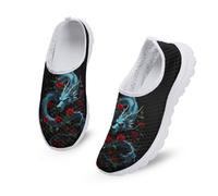 Kuiaobaty Scarpe da ginnastica da donna, comode, sportive, da corsa, traspiranti, in rete, casual, mocassini, zoccoli estivi, Drago blu., 43.5 EU