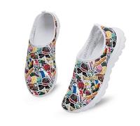 Kuiaobaty Scarpe da ginnastica da donna senza lacci, con dinosauri, in rete traspirante, leggere, antiscivolo, Motivo francese, 42 EU