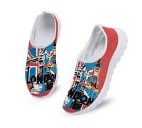 Kuiaobaty Scarpe da ginnastica da donna senza lacci, in rete, stile bohémien, a righe, con gatto, lupo, fiore, scarpe da ginnastica leggere e casual, Monumento di Londra, 43.5 EU