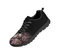 Kuiaobaty Scarpe da ginnastica sportive da donna, con fiori, farfalle, stampa zampe, traspiranti, in rete, per corsa, escursionismo, Teschi Floreale, 39.5 EU