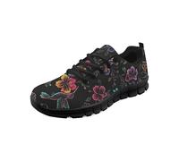 Kuiaobaty Scarpe da passeggio da donna con girasole damascato floreale moda da lavoro scarpe da ginnastica comode da viaggio, Fiori Colibrì Neon, 39 EU