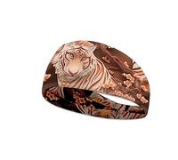 Kuiaobaty Sciarpa per capelli a forma di tigre floreale per uomini e donne, arte orientale cinese antiscivolo, fascia per la testa per fitness, corsa