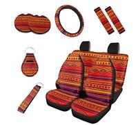 Kuiaobaty Set completo di 10 coprisedili per auto a strisce etniche africane, accessori per interni Boemia