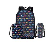 Kuiaobaty Set di zaini con motivo floreale, per adolescenti, lupo, bradipo, zaino leggero per la scuola, borsa per il pranzo, astuccio portamatite, portabottiglie, Camion Cartoon