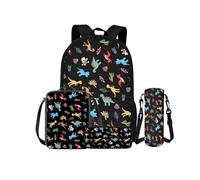 Kuiaobaty Set di zaini con motivo floreale, per adolescenti, lupo, bradipo, zaino leggero per la scuola, borsa per il pranzo, astuccio portamatite, portabottiglie, Dinosauro cartone animato.