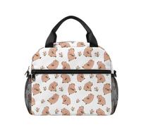 Kuiaobaty Simpatica borsa termica per il pranzo Capybara per bambini con stampa di tulipani grande capacità per ragazze 8-10 borsa termica riutilizzabile con cinghie regolabili borsa per il pranzo