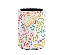 Kuiaobaty Strumenti colorati Portamatite rotondo in pelle PU di grande capacità Ufficio Scuola portapenne colorato note musicali scrivania organizzatore ordinato per la casa