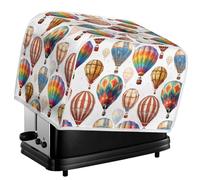 Kuiaobaty Tostapane con stampa di mongolfiera con 2 fette di copertura con gancio, copertura antipolvere per macchina del pane stampata a righe arcobaleno stampata a forma di mongolfiera, lavabile, S