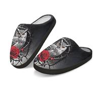 Kuiaobaty Turtles House Pantofole autunnali in flanella pelosa, con farfalle, zampe di cane, panda, pantofole invernali da giardino casual, Thorn Rose Owl, 40.5/41 EU