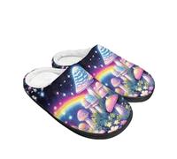 Kuiaobaty Turtles House Pantofole autunnali in flanella pelosa, con farfalle, zampe di cane, panda, pantofole invernali da giardino casual, Arcobaleno Fungo Magico, 43.5/44 EU