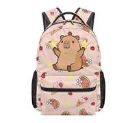 Kuiaobaty Zaino Capybara anguria per ragazze 8-10, 43 cm, borsa per la scuola resistente per bambini con cinghie morbide imbottite per studenti delle scuole elementari