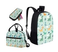 Kuiaobaty Zaino con animali della foresta, coniglio floreale koala, set da 3 zaino per la scuola con creature oceaniche con astuccio portapranzo, Dinosauri dei cartoni animati.