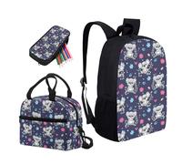 Kuiaobaty Zaino con animali della foresta, coniglio floreale koala, set da 3 zaino per la scuola con creature oceaniche con astuccio portapranzo, Simpatici fiori di koala
