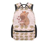 Kuiaobaty Zaino per bambini - Borsa per libri di grande capacità con cinghie imbottite morbide ed estetiche, per bambini elementari, Bubble Tea Capibara, L, Casual