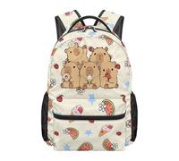Kuiaobaty Zaino per bambini - Borsa per libri di grande capacità con cinghie imbottite morbide ed estetiche, per bambini elementari, Famiglia Kawaii Capybara, L, Casual