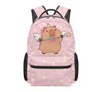 Kuiaobaty Zaino per bambini - Borsa per libri di grande capacità con cinghie imbottite morbide ed estetiche, per bambini elementari, Magico Capibara Fata, L, Casual