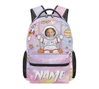 Kuiaobaty Zaino per bambini e ragazze Borsa per libri personalizzata per la scuola 43 cm zaino personalizzato per la scuola elementare età 8-12 anni, Spazio astronauta, L, Casual