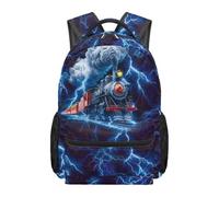 Kuiaobaty Zaino per bambini e ragazzi, estetico, resistente, 43 cm, grande zaino per la scuola per studenti delle scuole elementari, Treno a Vapore Fulmine, L, Casual