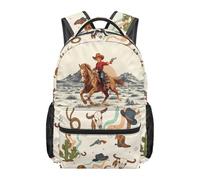 Kuiaobaty Zaino per bambini, leggero, 43 cm, con cinghie imbottite morbide, zaino resistente per studenti scolastici, Cowgirl occidentale, L, Casual