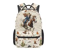 Kuiaobaty Zaino per bambini, leggero, 43 cm, con cinghie imbottite morbide, zaino resistente per studenti scolastici, Cowgirl Occidentale B, L, Casual
