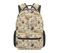 Kuiaobaty Zaino per bambini, leggero, 43 cm, con cinghie imbottite morbide, zaino resistente per studenti scolastici, Cowboy Occidentale C, L, Casual