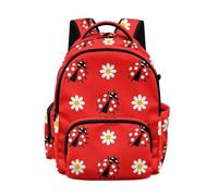Kuiaobaty Zaino per bambini per ragazze, leggero, a pressione ridotta, borsa per la scuola estetica per la scuola elementare e media, Coccinella floreale, L, Casual