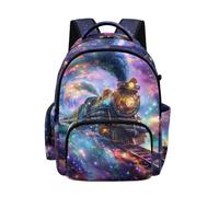 Kuiaobaty Zaino per bambini per ragazze, leggero, a pressione ridotta, borsa per la scuola estetica per la scuola elementare e media, Treno a vapore cosmico, L, Casual