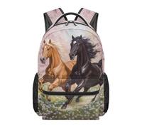 Kuiaobaty Zaino per bambini per ragazzi e ragazze 43,2 cm resistente borsa per libri con scomparto principale grande Schoobag per la scuola media, Cavallo Floreale, L, Casual