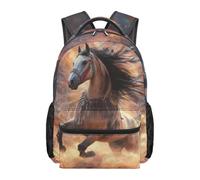 Kuiaobaty Zaino per bambini per ragazzi e ragazze 43,2 cm resistente borsa per libri con scomparto principale grande Schoobag per la scuola media, Cavallo Selvaggio, L, Casual