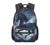 Kuiaobaty Zaino per bambini per ragazzi e ragazze 43,2 cm resistente borsa per libri con scomparto principale grande Schoobag per la scuola media, Cavallo Cielo Stellato a, L, Casual