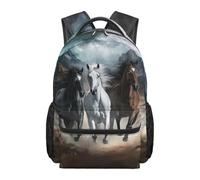 Kuiaobaty Zaino per bambini per ragazzi e ragazze 43,2 cm resistente borsa per libri con scomparto principale grande Schoobag per la scuola media, Cavalli Selvaggi, L, Casual