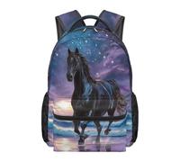 Kuiaobaty Zaino per bambini per ragazzi e ragazze 43,2 cm resistente borsa per libri con scomparto principale grande Schoobag per la scuola media, Cavallo Cielo Stellato, L, Casual