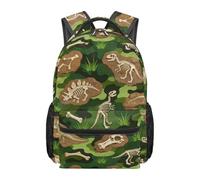 Kuiaobaty Zaino per ragazzi da 43 cm, grande capacità, con cinghie imbottite morbide, borsa estetica per la scuola per bambini elementari, Dinosauro Fossil Camo, L, Casual