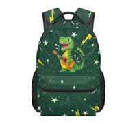 Kuiaobaty Zaino scolastico per bambini da 43 cm, grande capacità, con scomparto principale, per ragazzi e ragazze, scuola elementare, Rock Star T-rex A, L, Casual