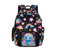 Kuiaobaty Zaino scolastico per bambini, robusto, con cerniera, leggero, a pressione ridotta, per la scuola elementare e media, Galassia Triceratopo, L, Casual