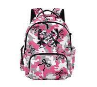 Kuiaobaty Zaino scolastico per bambini, robusto, con cerniera, leggero, a pressione ridotta, per la scuola elementare e media, Fiocco mimetico rosa, L, Casual